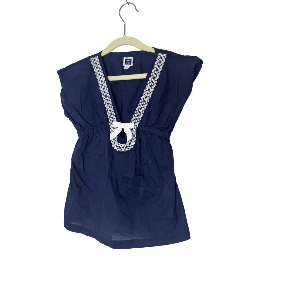 Janie And Jack Swim Cover Up Girls 2T Blue Cotton Lace Trim Elastic Waist‎